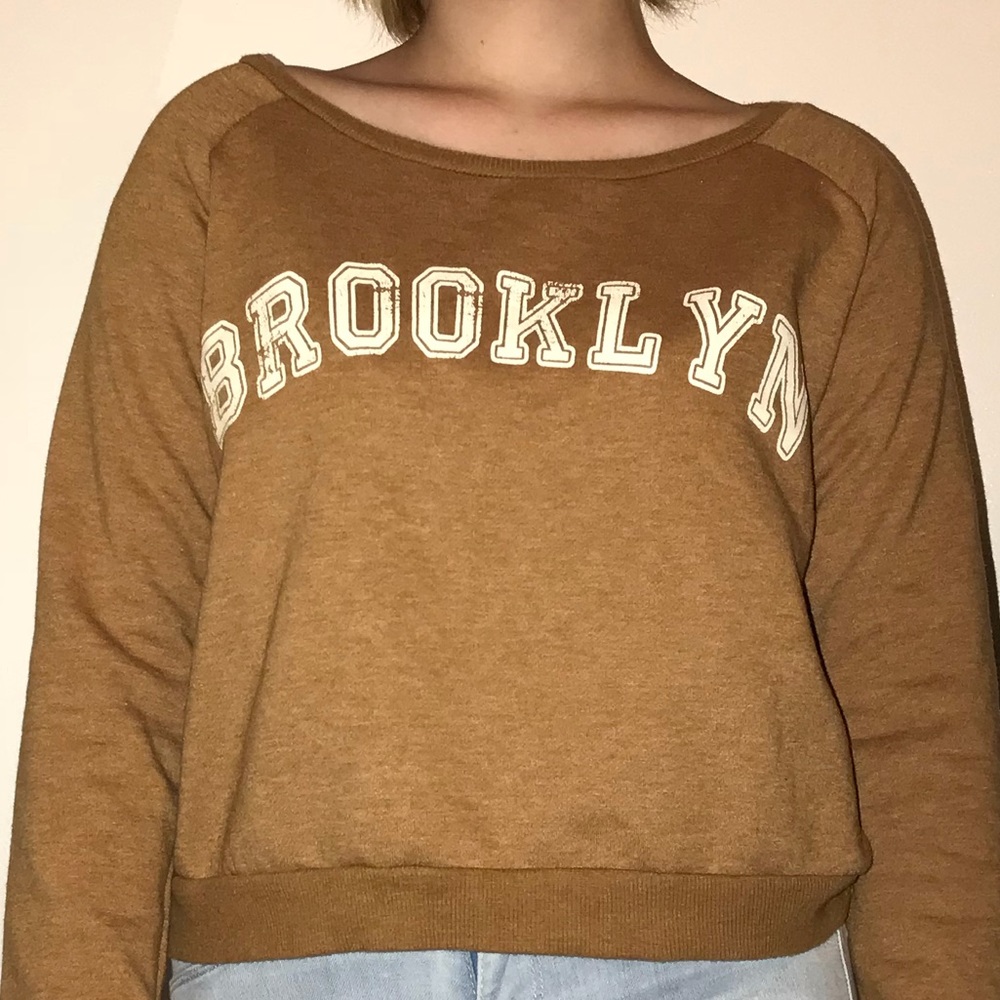 brown/ orange “brooklyn” long sleeve top